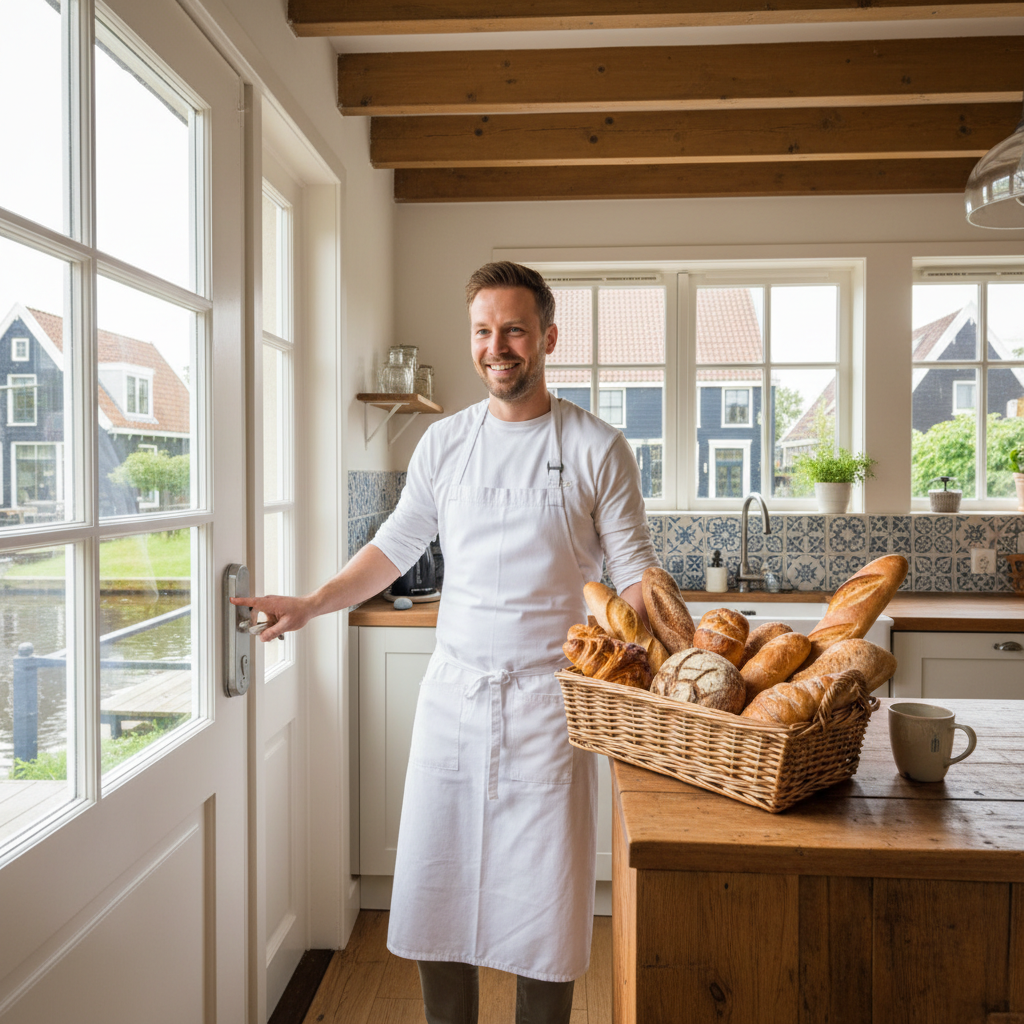 Lokale leverancier die gebruik maakt van geautomatiseerde toegang voor culinaire leveringen.