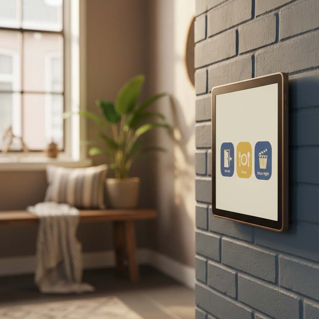 Centraal bedieningspaneel voor audiovisuele scènes in een vakantiewoning
