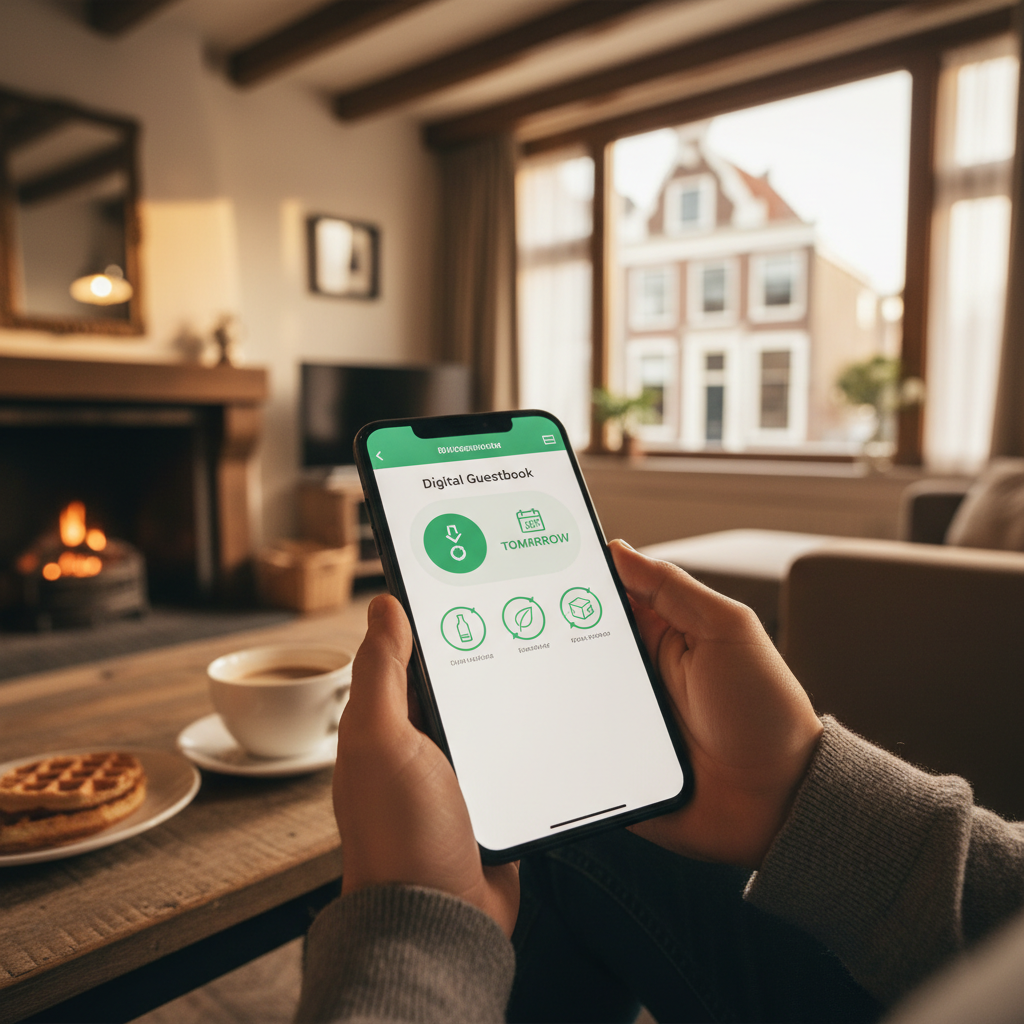Digitale afvalkalender notificatie op een smartphone voor gasten