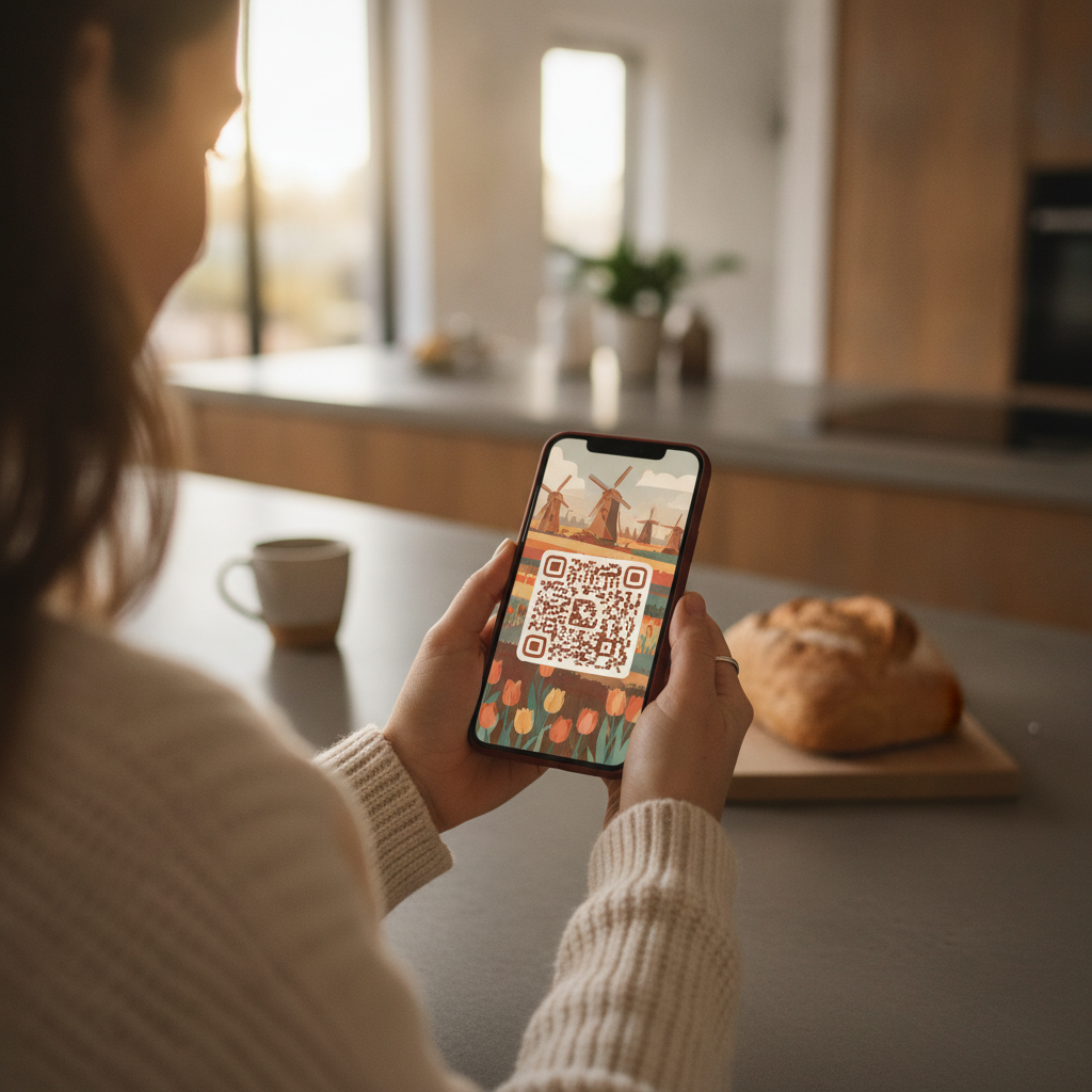 Digitale voucher met QR-code voor gasten van een vakantiewoning