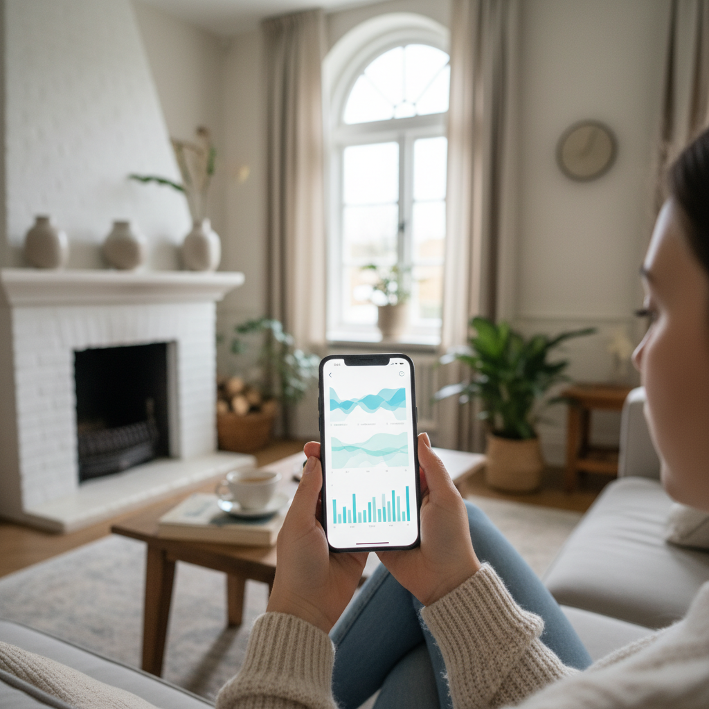 Dashboard voor waterverbruik monitoring op een smartphone in een B&B.