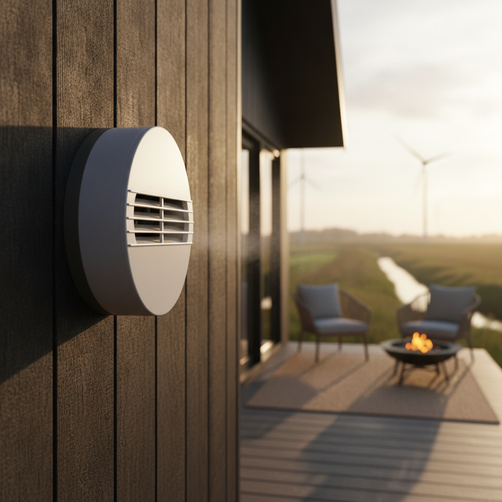 Decentrale WTW unit geïnstalleerd in een vakantiehuis voor warmteterugwinning
