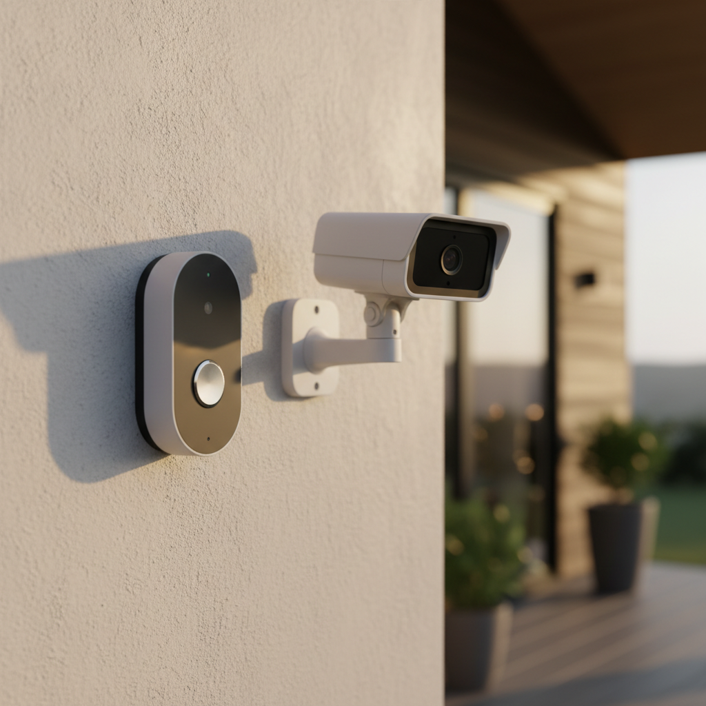 Vergelijking tussen een deurbelcamera en een floodlight camera voor verhuurders.