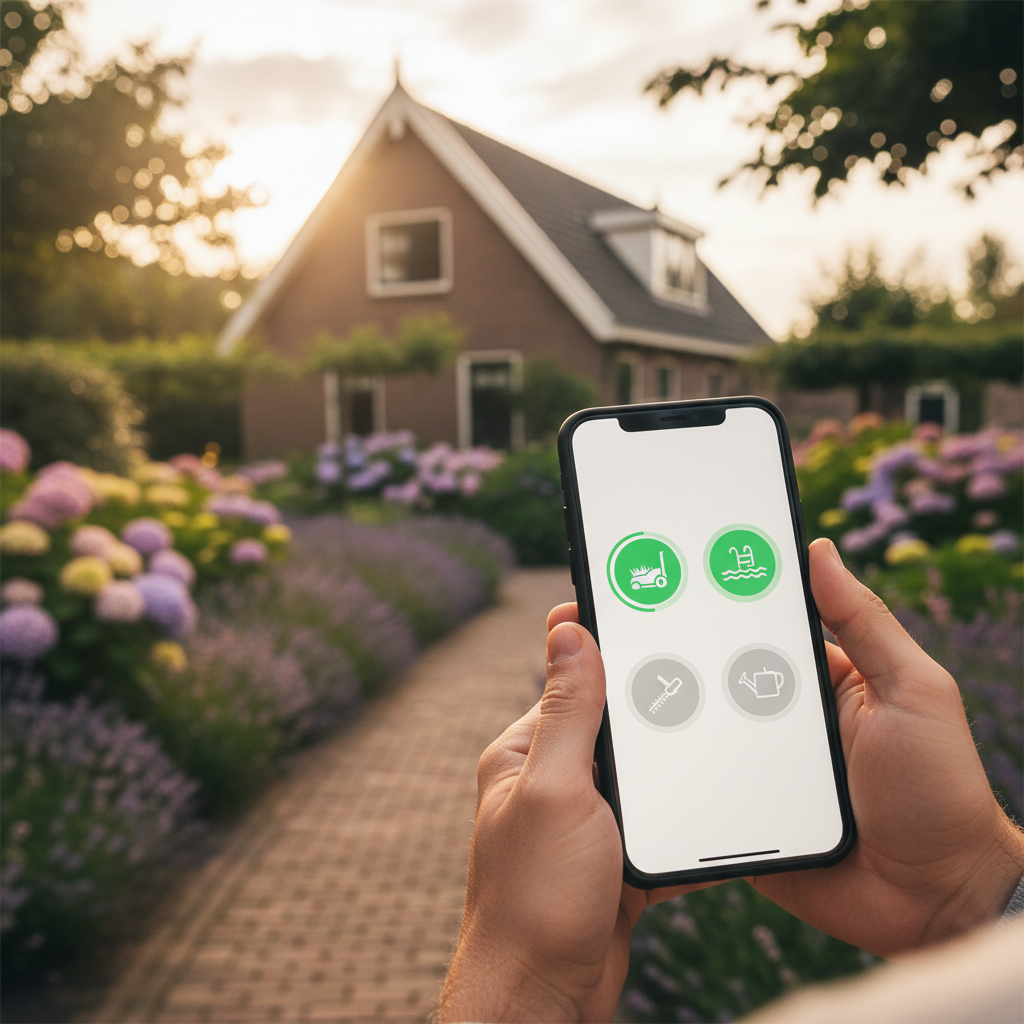 Beheer van tuin-robots via een smartphone app voor verhuurders.